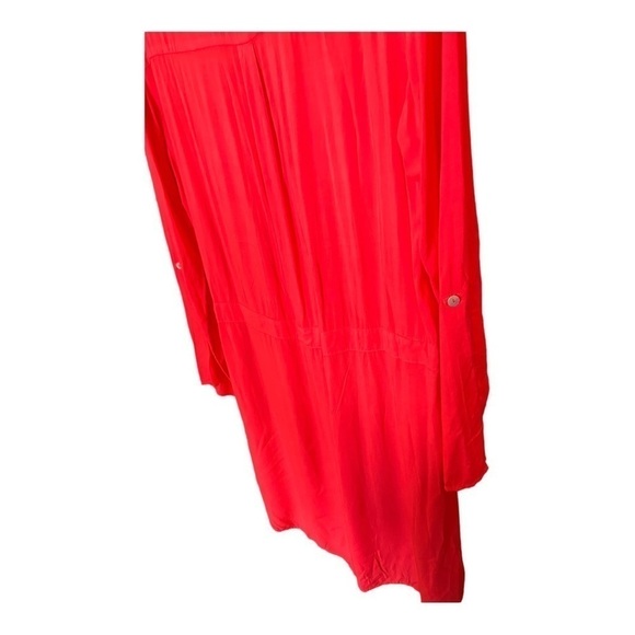 Anthropologie Lily Aldridge for Velvet Rayon Collared Red Shirt Dress Sz M - Picture 3 of 7